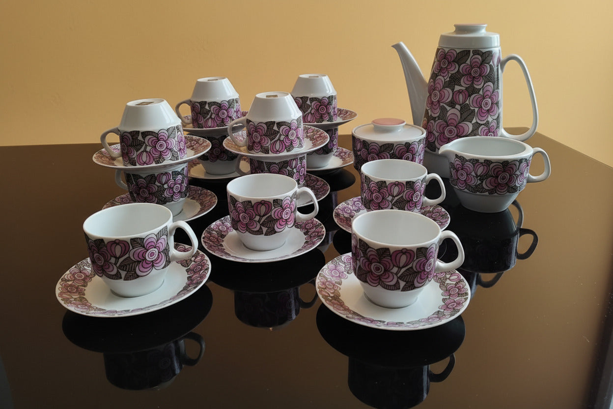 Servizio da caffè in porcellana 12 persone 27 pezzi ROTHEMBACH anni 70 Come Nuovo