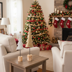 Coppia alberi in metallo con stelle e piedistallo in legno 39-51,5 CM