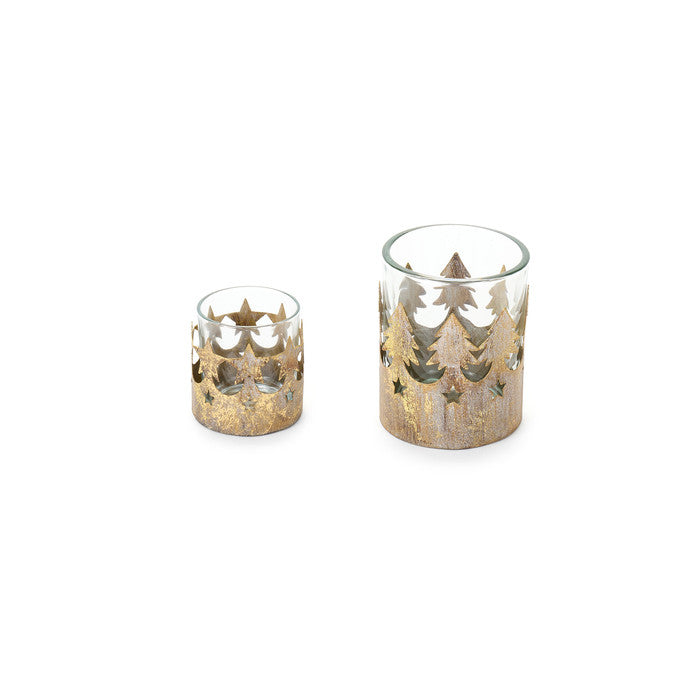 Set 2 portacandela oro in vetro 6,8-7,8 CM