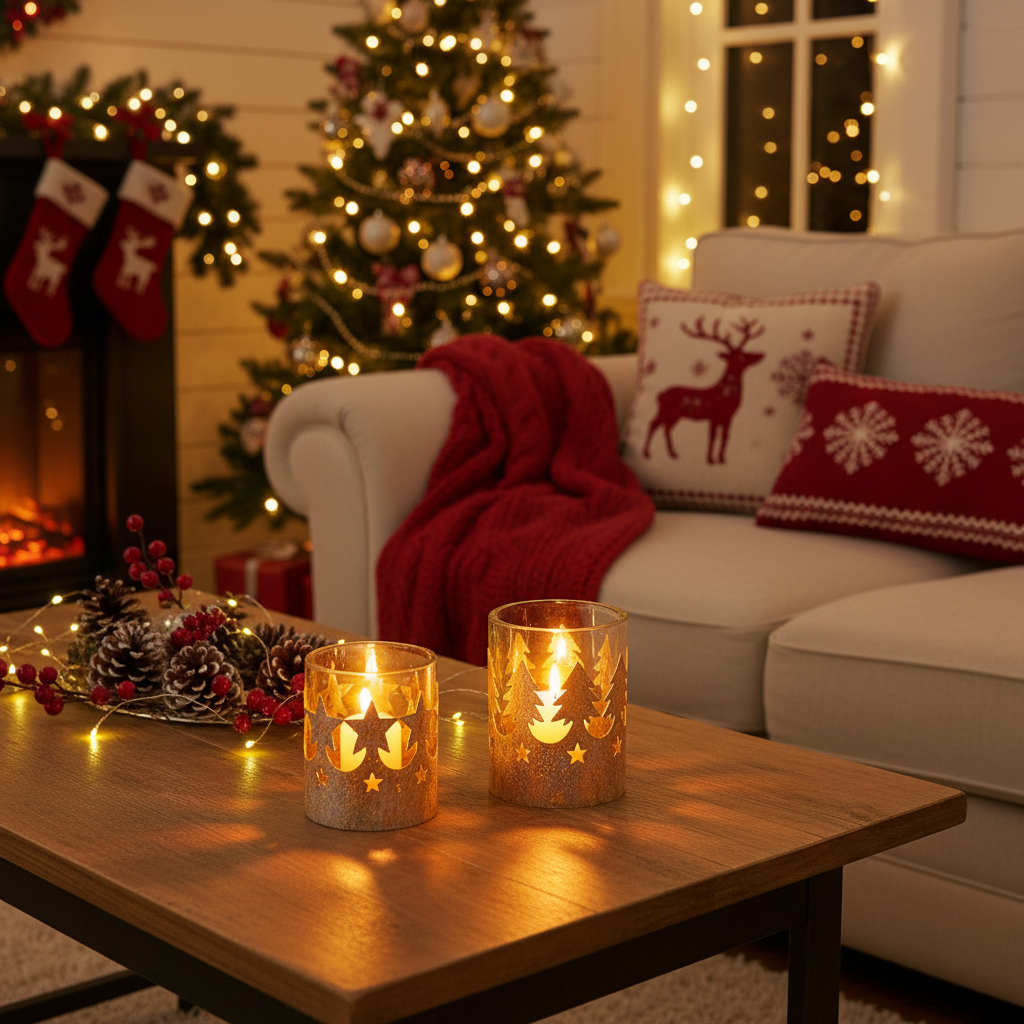 Set 2 portacandela oro in vetro 6,8-7,8 CM