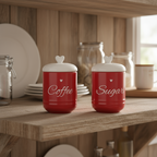 Set barattoli coffee/sugar rossi con cuore 500ml