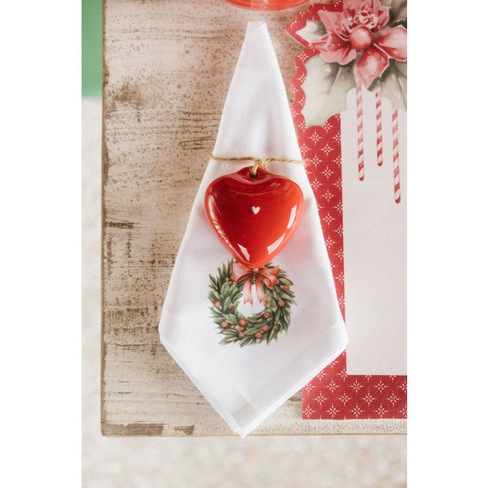 Addobbo cuore rosso in vetro da appendere 6x5cm