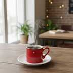 Tazzina con piattino rossa con cuore 80ml