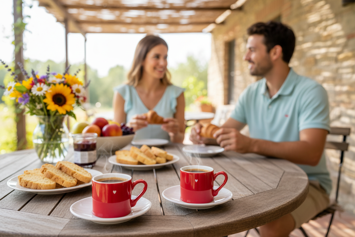 Tazzina con piattino rossa con cuore 80ml