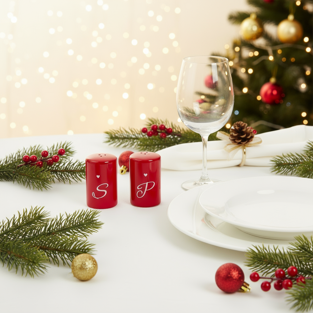 Set barattoli sale/pepe rosso con cuore 4.7x4.7x8 cm