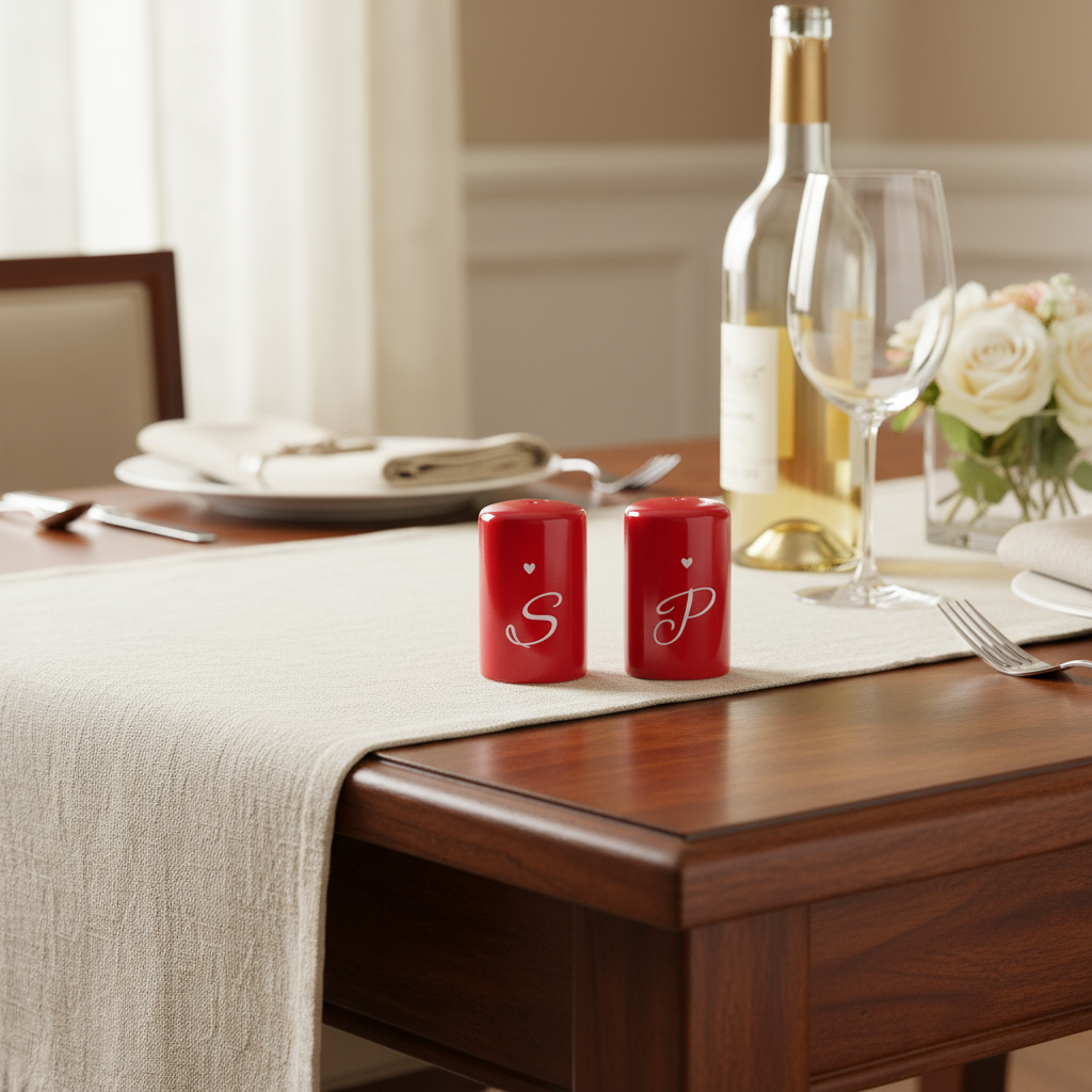 Set barattoli sale/pepe rosso con cuore 4.7x4.7x8 cm