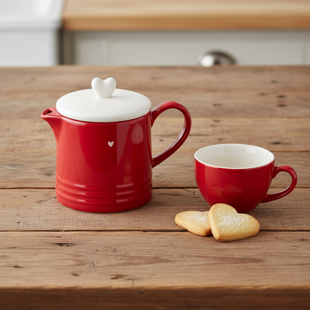 Teiera rossa con cuore 1100ml NUVOLE DI STOFFA