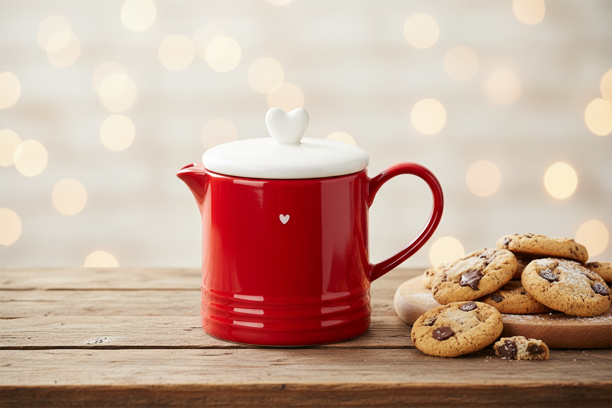 Teiera rossa con cuore 1100ml