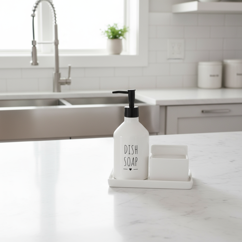 Dosa sapone per piatti con portaspugna in dolomite