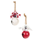 Addobbo natalizio sfera in metallo jingle bell 26cm disponibile in 2 colori