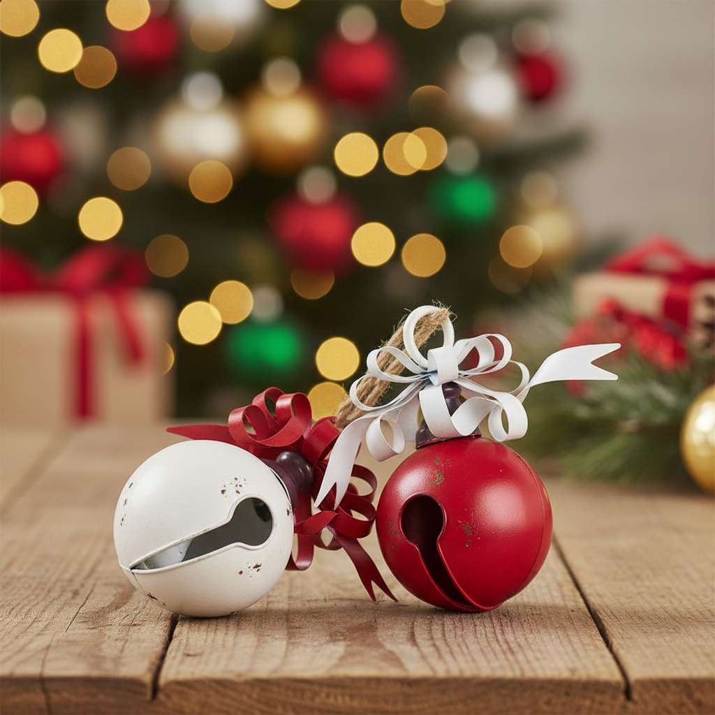 Addobbo natalizio sfera in metallo jingle bell 26cm disponibile in 2 colori