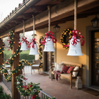 Addobbo natalizio in metallo campana bianca con fiocco 16x16x28cm