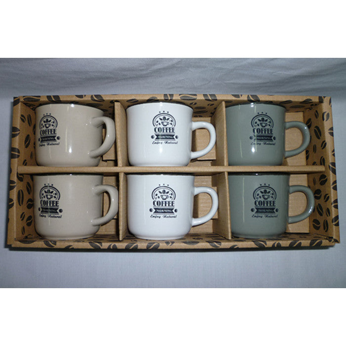 Set 6 tazzine caffè colorate con scritte