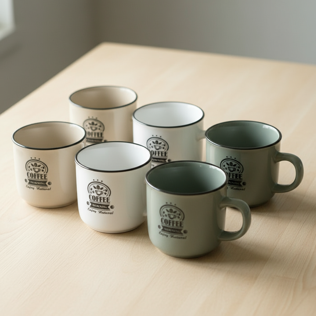 Set 6 tazzine caffè colorate con scritte
