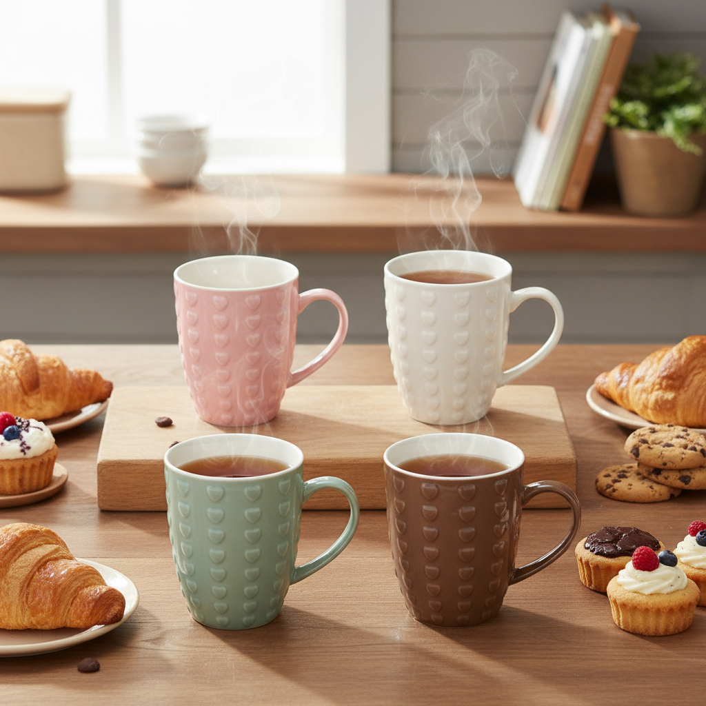 Set 2 tazze alte con cuori da 300ml disponibile in 2 assortimenti