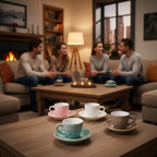 Set 6 tazzine e piattino assortite con cuore disponibile in 2 combinazioni