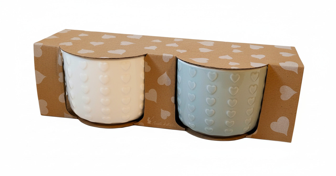 Set 2 tazze basse con cuori 450ml disponibile in 2 combinazioni