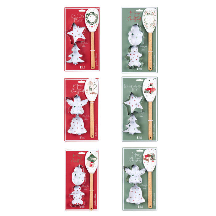 Set 3 pezzi spatola con stampini per biscotti 9-30cm