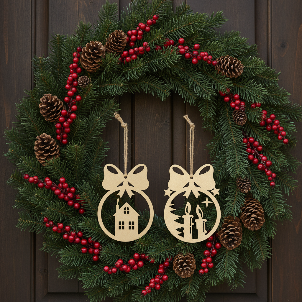 Addobbo sfera da appendere in metallo disponibile in due soggetti 20x28cm