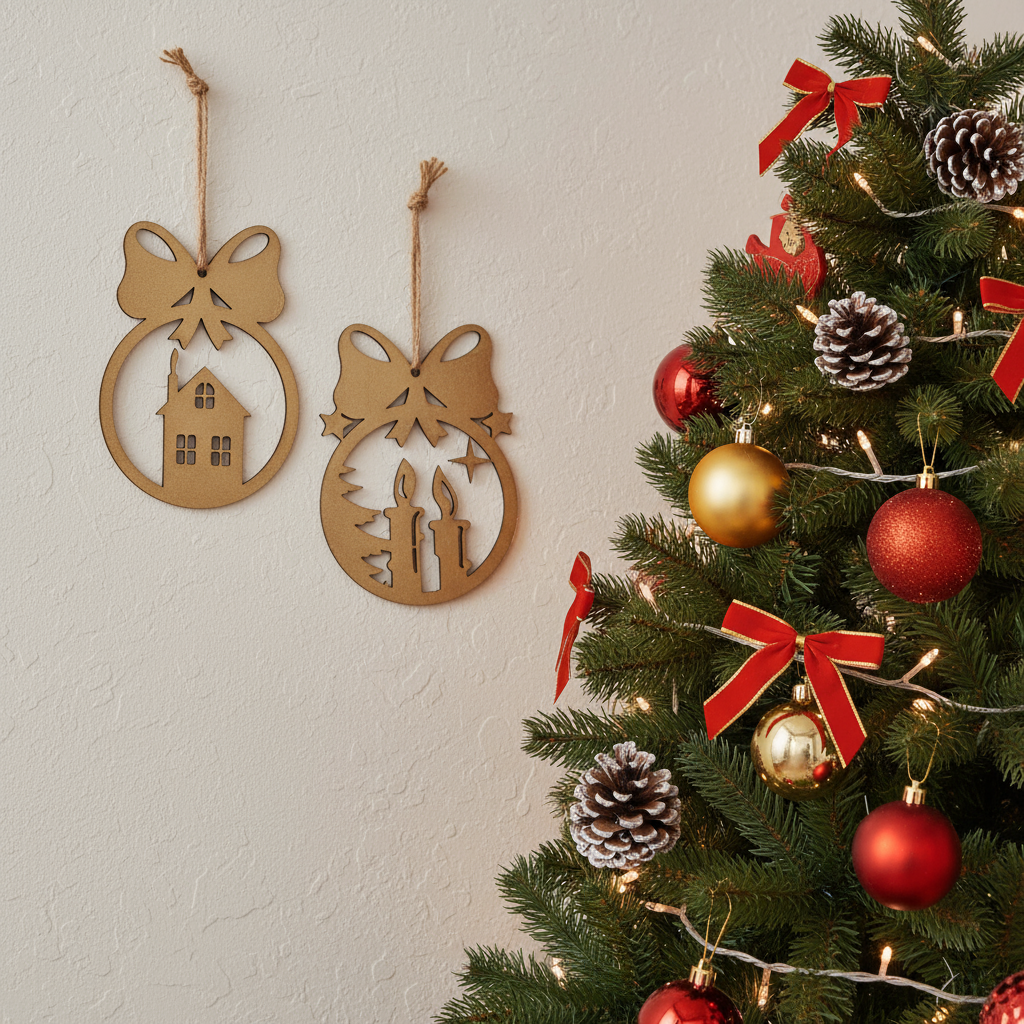 Addobbo sfera da appendere in metallo disponibile in due soggetti 20x28cm