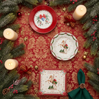 Set 2 piatti da dolce giostra di natale con scatola 19cm