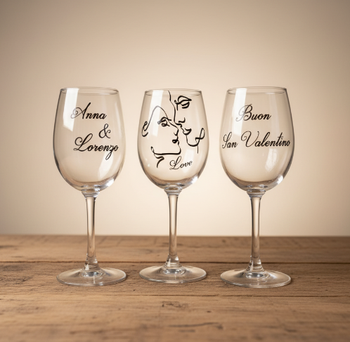 Calice da vino personalizzato con vinile permanente