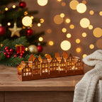 Portacandela case 4 posti in corten 40x9x13cm