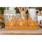 Portacandela case 4 posti in corten 40x9x13cm