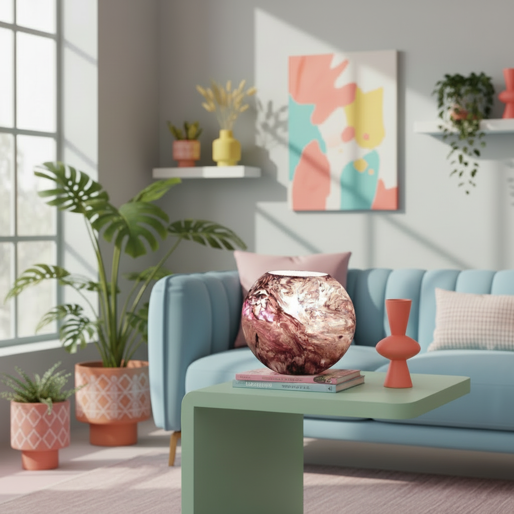 Lampada da tavolo in vetro dipinta URSA ovale