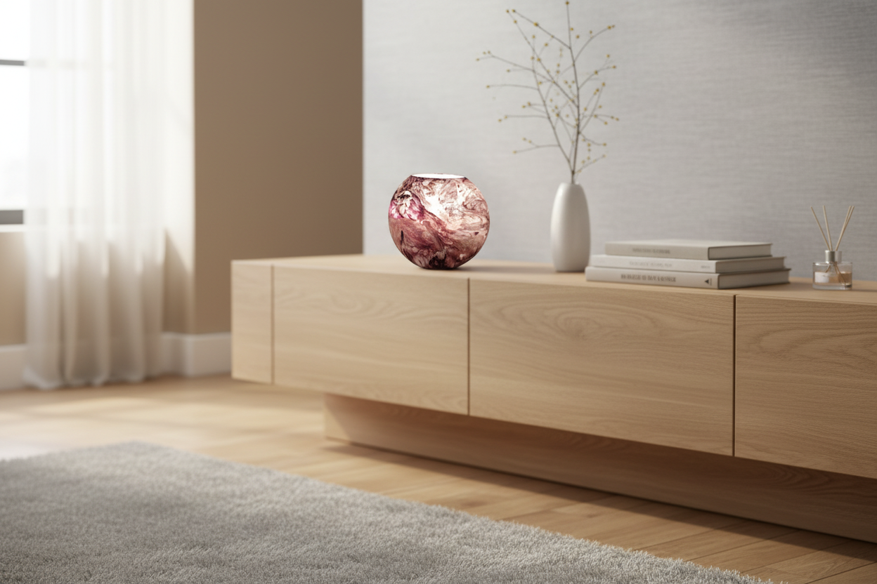 Lampada da tavolo in vetro dipinta URSA ovale