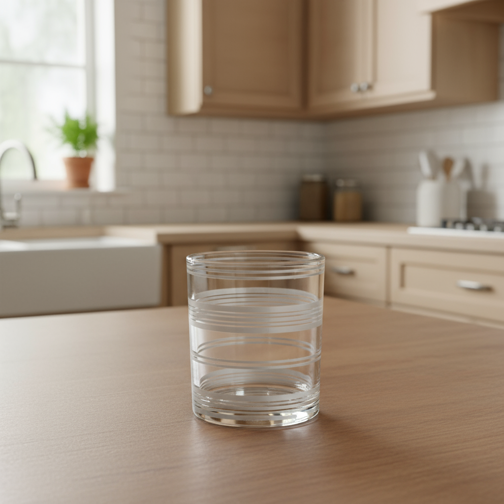 Bicchiere vetro motivo RIGHE 8x9 CM