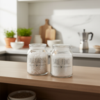 Set 2 barattoli in vetro borosilicato sale grosso/fino 1300ml