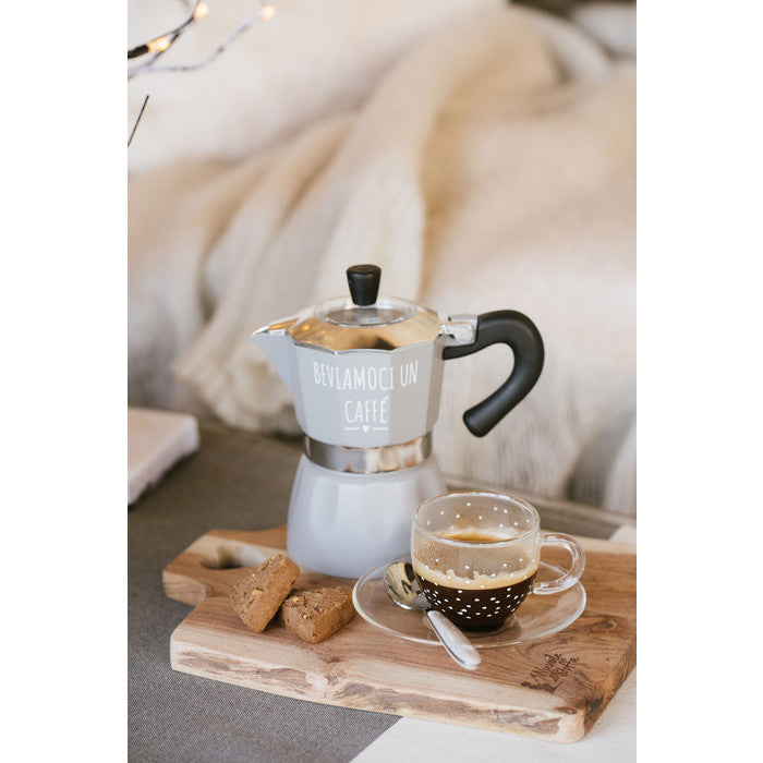 Tazzina caffè con piattino in vetro borosilicato cuoricini 100ml