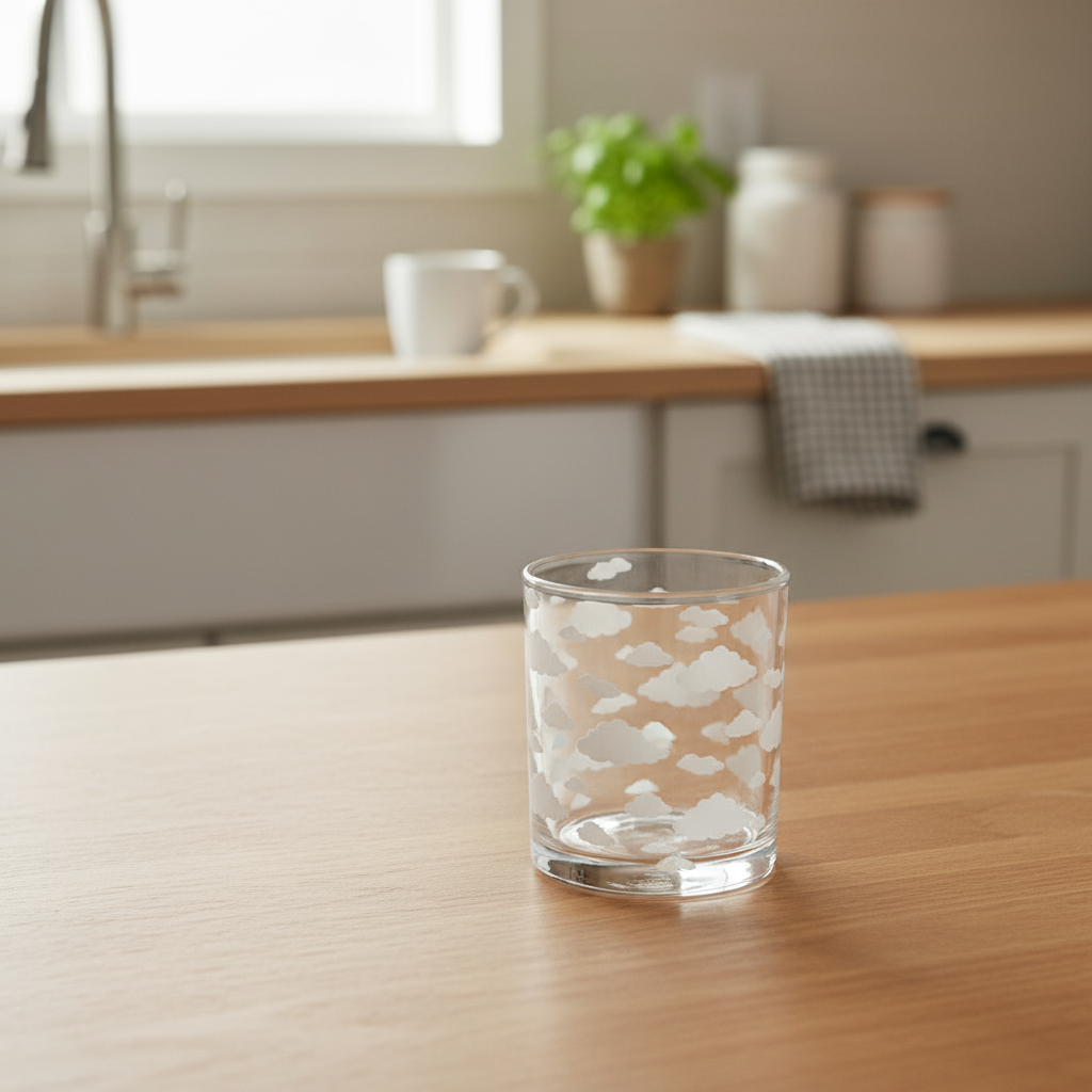 Bicchiere vetro motivo NUVOLE 9x10 CM 370 ML