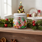 Barattolo vetro con tappo in ceramica storia di Natale chiusura ermetica 450 ml