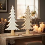 Albero di natale in legno con pelliccetta 20x41x15cm