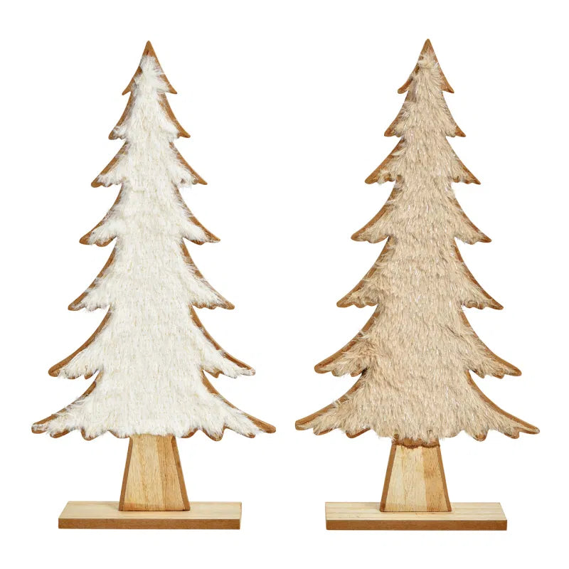 Albero di natale in legno con pelliccetta 20x41x15cm