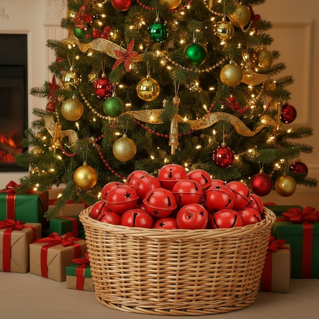 Set 18 campanelli "jingle bell" bianco o rosso 5x4x5cm