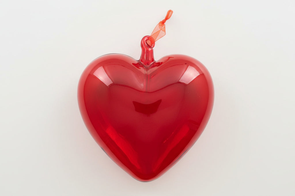 Set 3 pezzi Addobbo Cuore in Vetro Rosso San Valentino 15x14x8cm