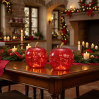 Mela 30 led con timer in vetro rossa 22x24x22cm