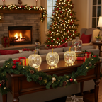 Mela 10 led con timer trasparente in vetro 11x12cm