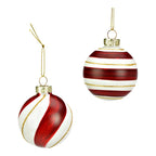 Addobbo 12 palline in vetro rosso/bianco 8cm