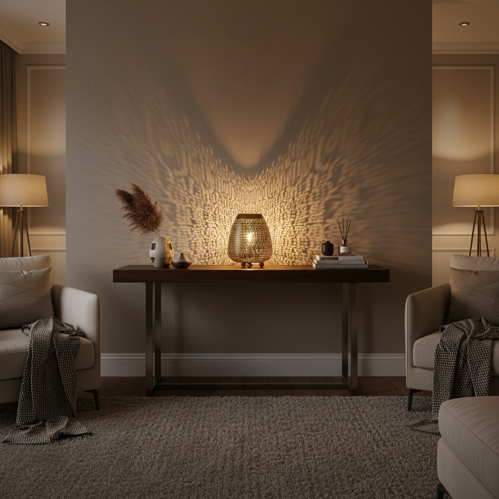 Lampada da Tavolo Artigianale in Metallo Intarsiata Oro 20x20x25cm