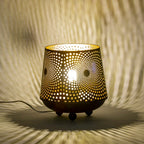 Lampada da Tavolo Artigianale Intarsiata Nera 21x21x22.5cm