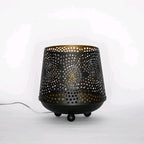 Lampada da Tavolo Artigianale Intarsiata Nera 21x21x22.5cm