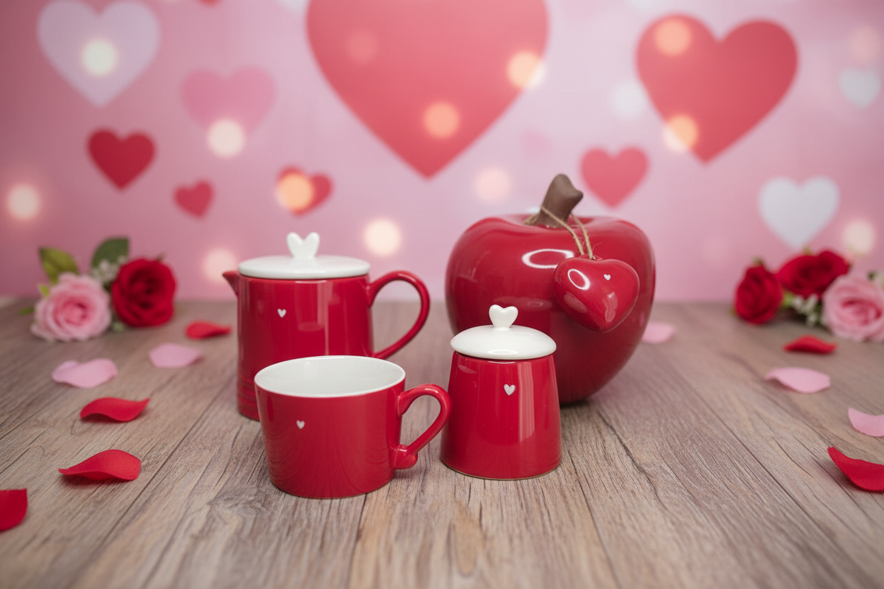 Teiera rossa con cuore 1100ml