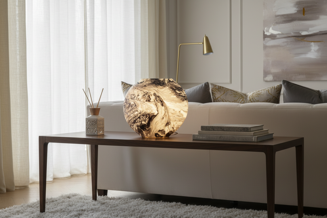 Lampada da tavolo in vetro dipinta STARDUST ovale