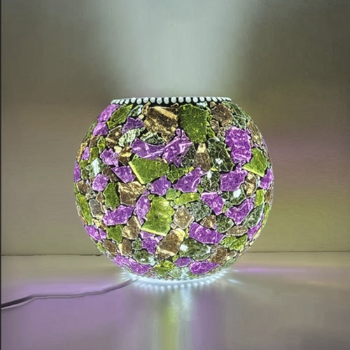 Lampada da tavolo in vetro dipinta TROPICAL BLOOM ovale INDIA WORLD