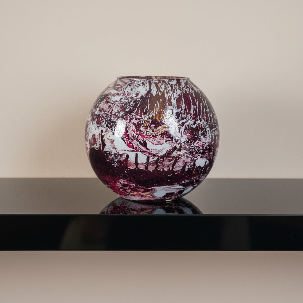 Lampada da tavolo in vetro dipinta URSA ovale