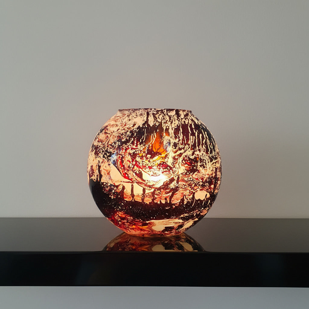 Lampada da tavolo in vetro dipinta URSA ovale